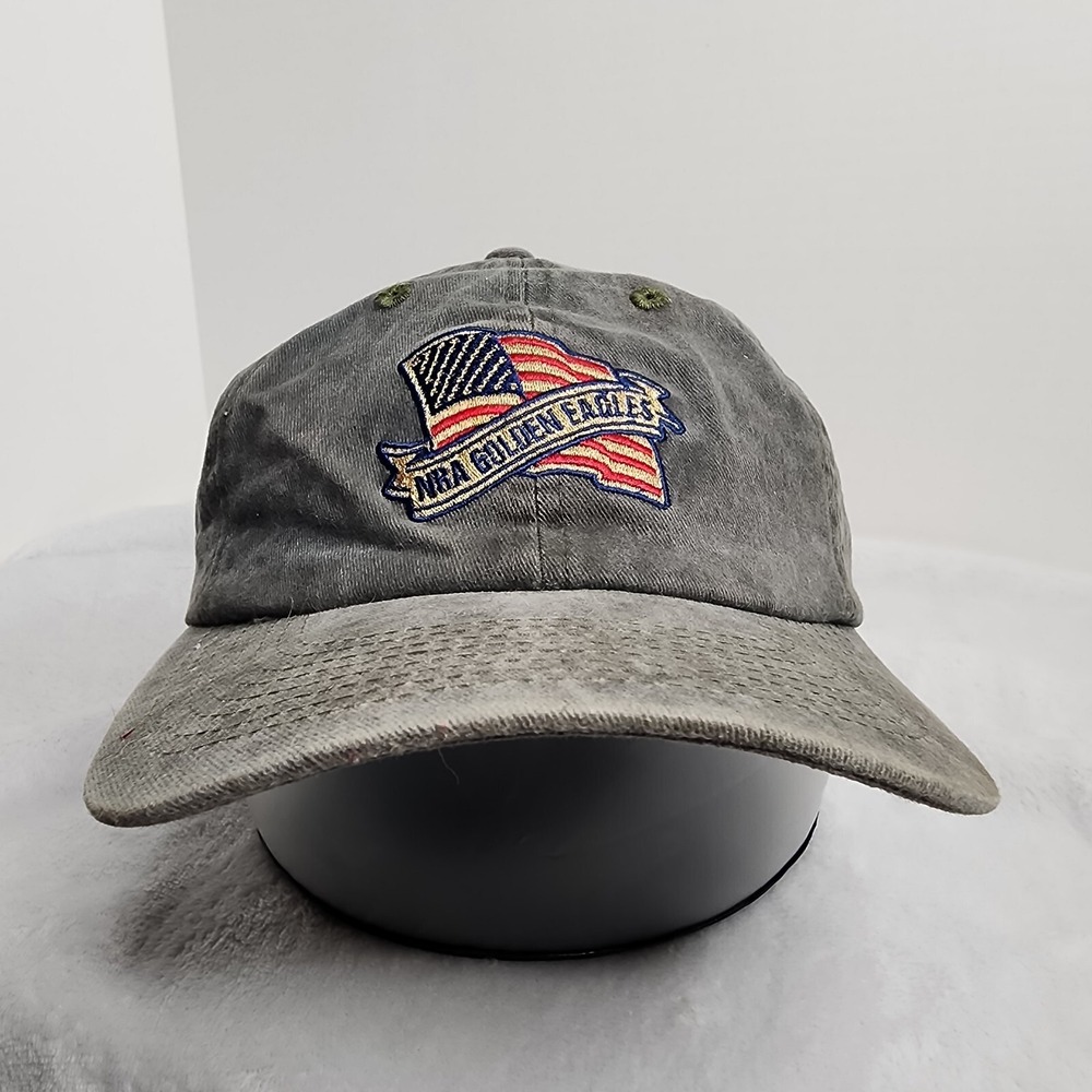 NRA Golden Eagles Adjustable Stapback Hat Cap Gray American Flag‎